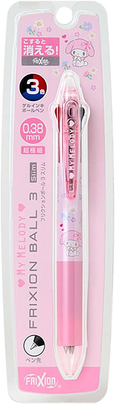 Caneta Frixion Ball 3 Slim 0,38 mm 3 Cores - Personagens Sanrio