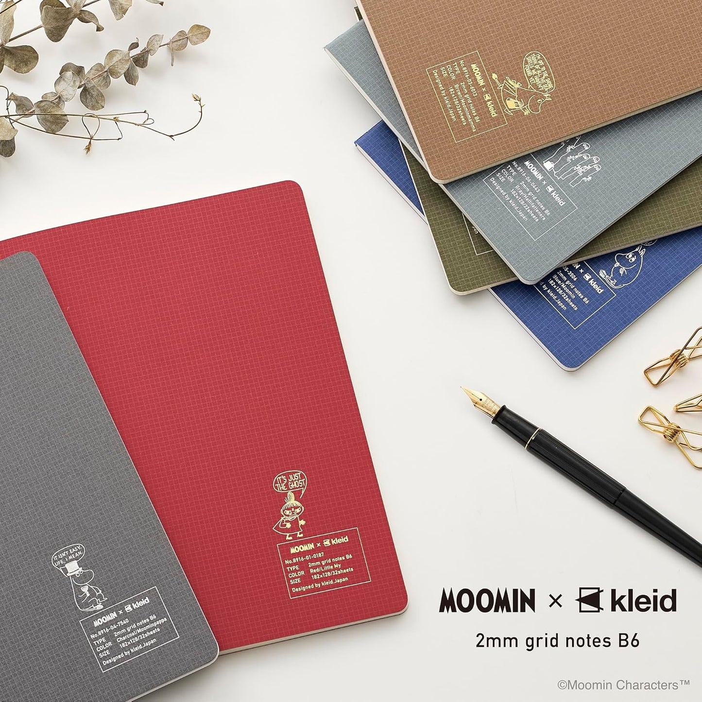 Notebook Colaboração MOOMIN x kleid Folhas Quadriculadas (2 mm) Grid