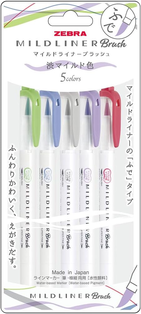 Mildliner Brush Conjunto com 5 Cores Marca-Texto