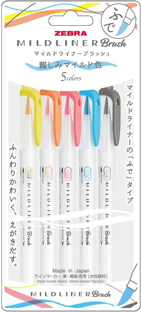 Mildliner Brush Conjunto com 5 Cores Marca-Texto