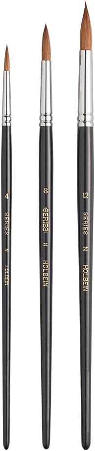 Conjunto de 3 pincéis Holbein para Aquarela (Weasel Mixed Hair), com 3 unidades