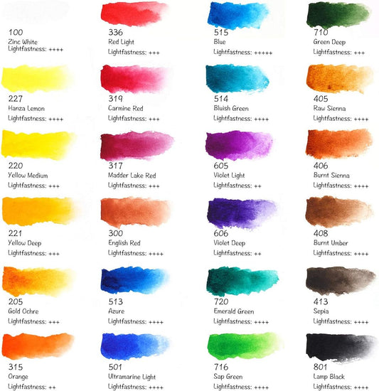 Conjunto com 24 cores de Aquarela Paul Rubens